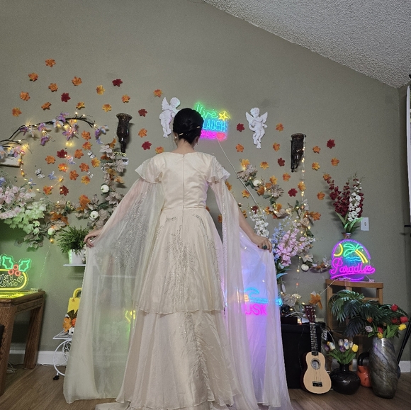 Taylor Swift style long luxury  off white prom peagant dress size 2 era tour - Picture 4 of 8